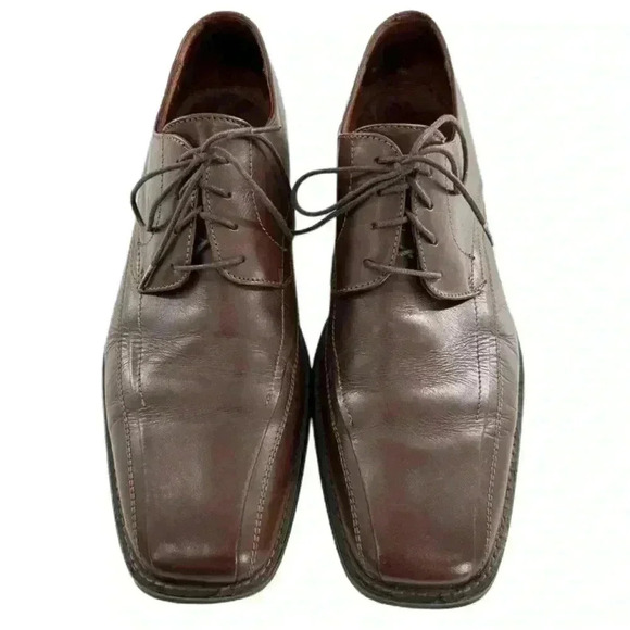 Johnson and Murphy mens oxfords size 10.5 brown leather square bicycle toe main image 5